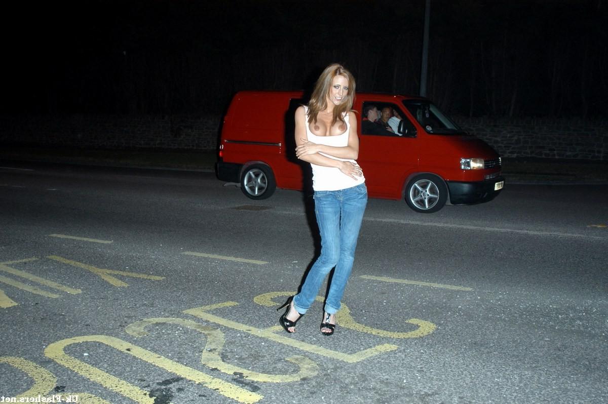 16P Busty Kirstena Dillon flashing nude in public with UK babe Patricia outdoors in 