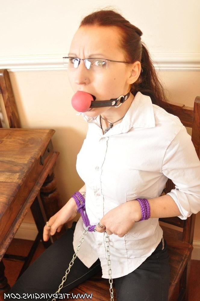 12P Tied Virgin Bailey cannot escape her bondage masters
