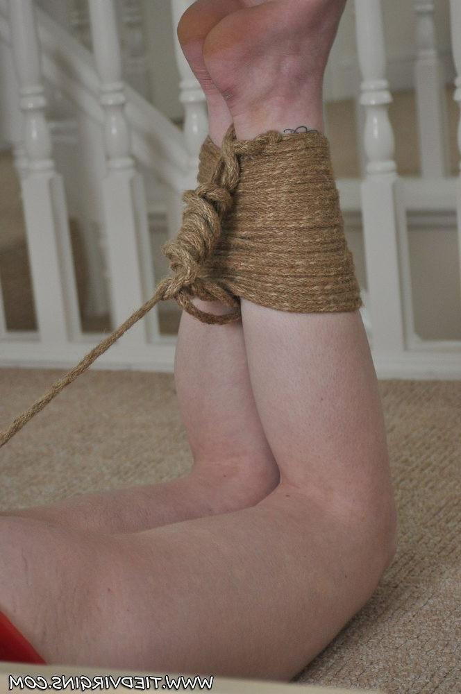 12P Tied Virgin Raven bound with rope and gagged