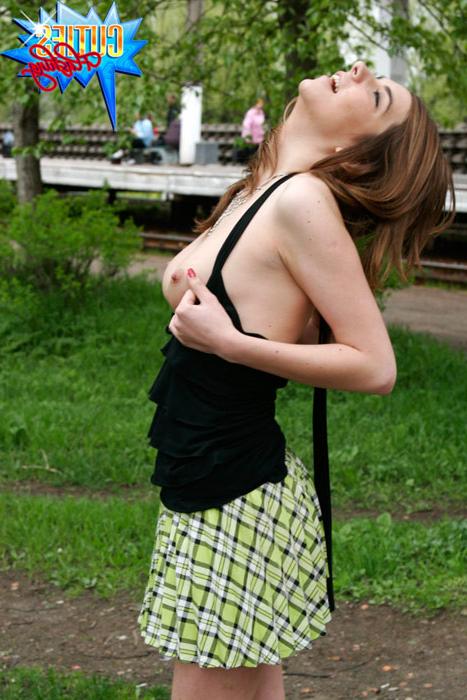 16P Cute shameless teen rubs her juicy pink in public