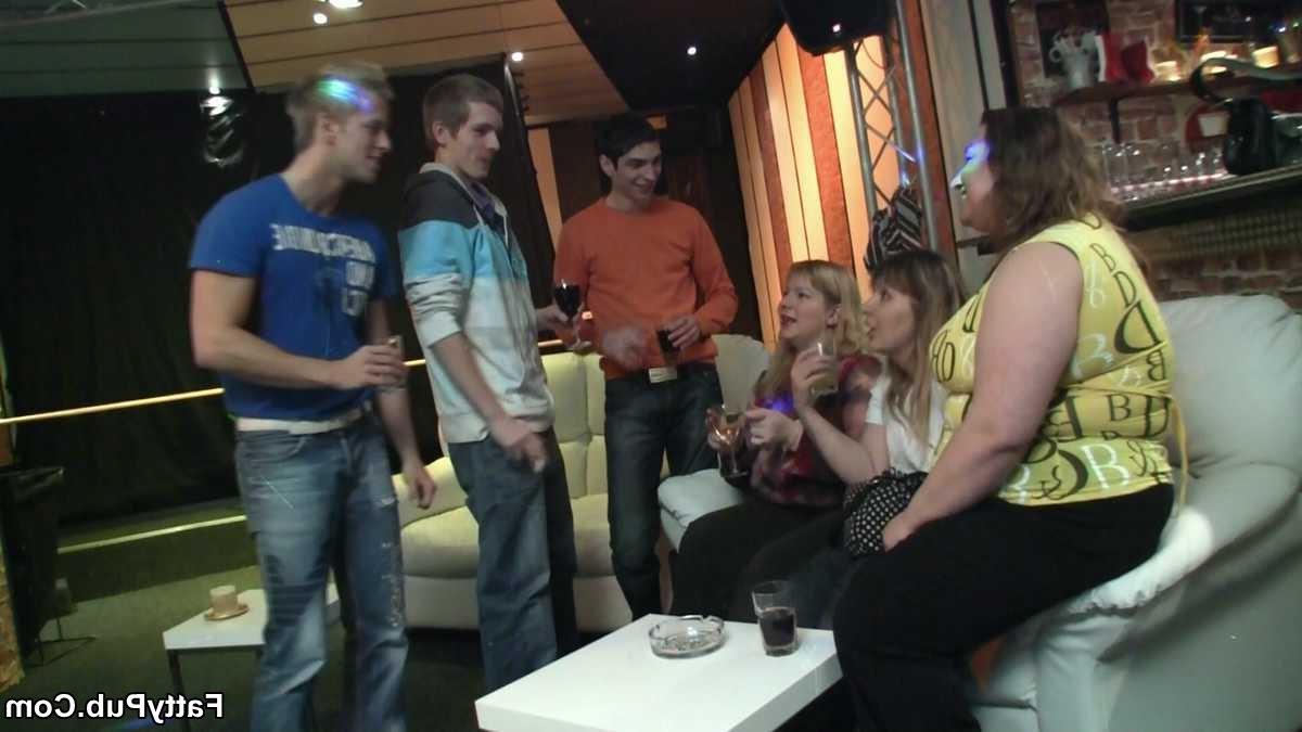 12P They are drinking and dancing at the great party and the fat sluts give up the p