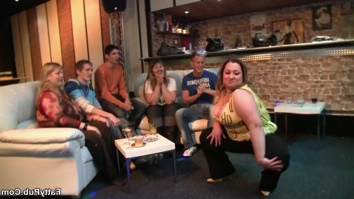 12P They are drinking and dancing at the great party and the fat sluts give up the p
