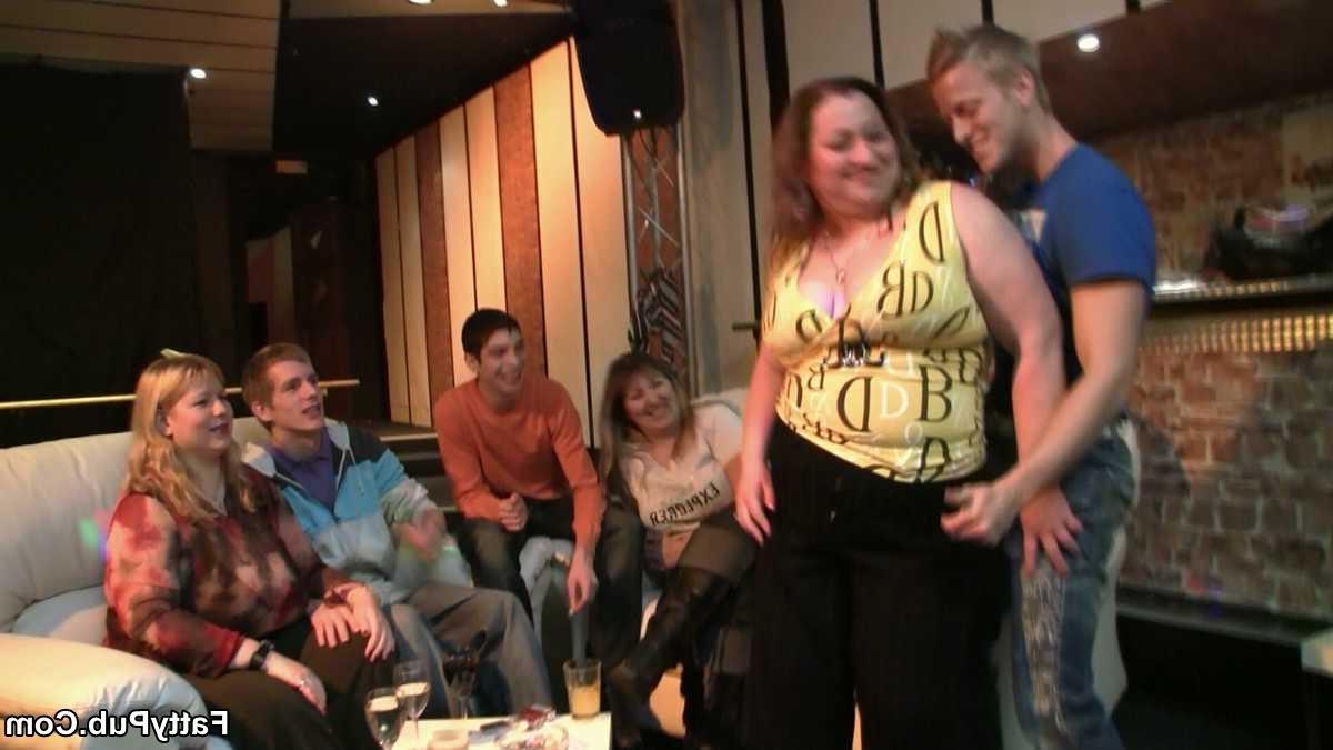 12P They are drinking and dancing at the great party and the fat sluts give up the p