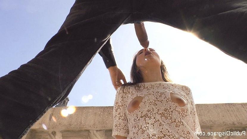 25P Anina Silk is public dominated and fucked with an audience by ma