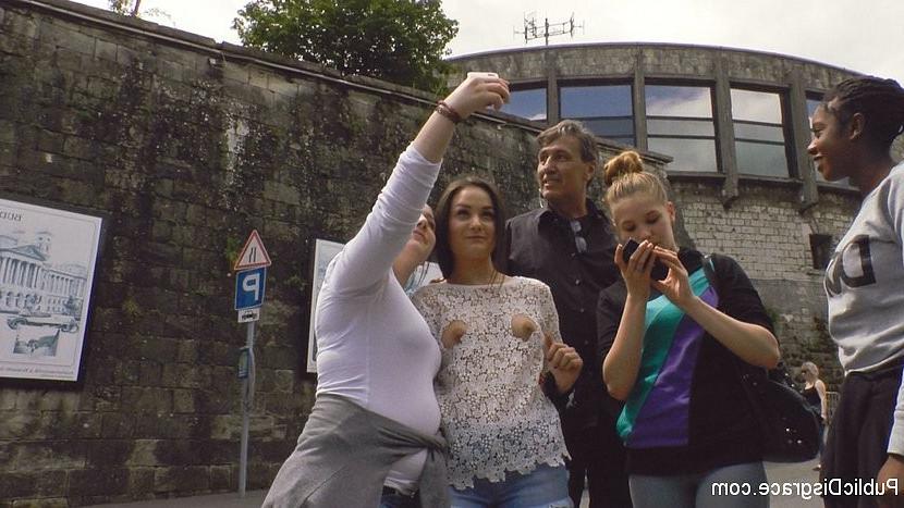 25P Anina Silk is public dominated and fucked with an audience by ma