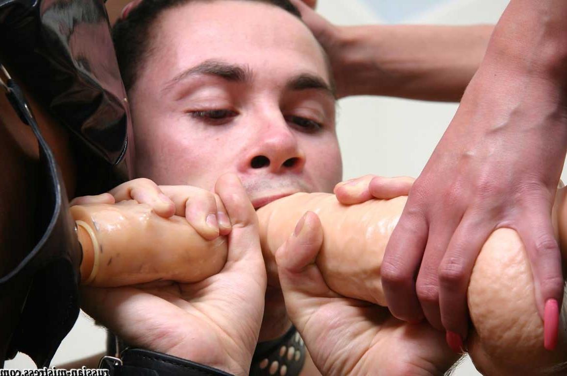 16P Gorgeous Mistresses pound the slave's tight ass with strapon