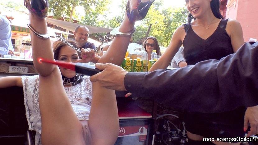 25P Nomi Melone is dominated and exposed in public for sex by lezdom
