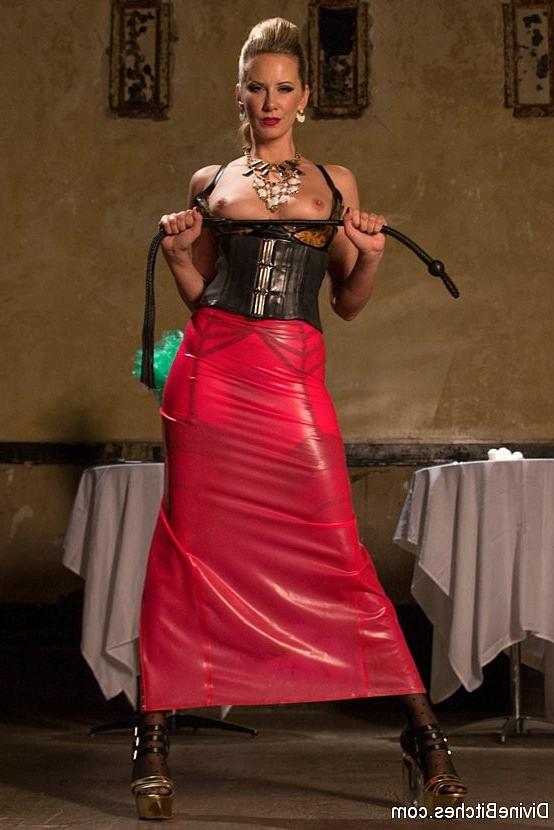 17P Maitresse Madeline femdom in latex spanks and pegging with prost