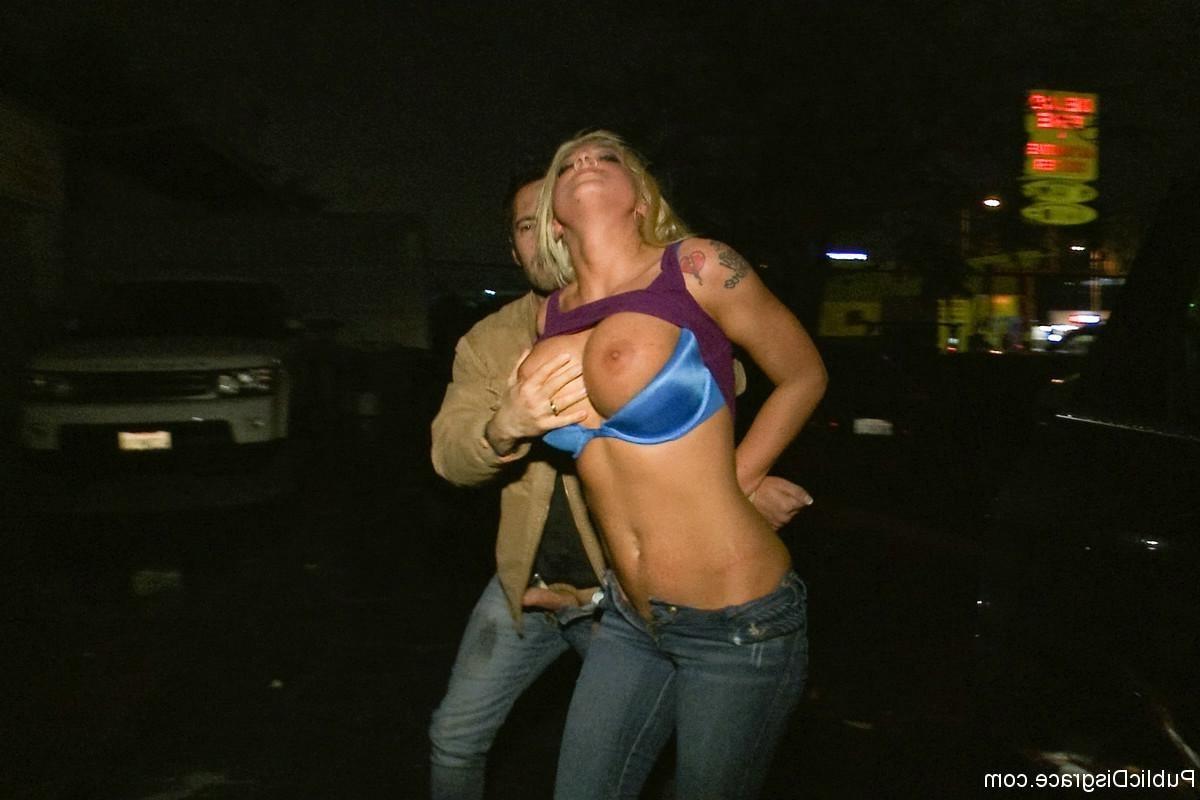 24P Busty Blonde Defiled in Public. Pretty Hair Used to mop up Oil!