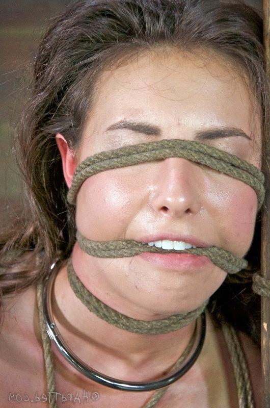 16P Casey Calvert is bound in rope with nipple clamps