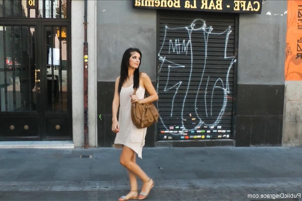 24P Babe gets tied and fucked in public in the streets of Madrid