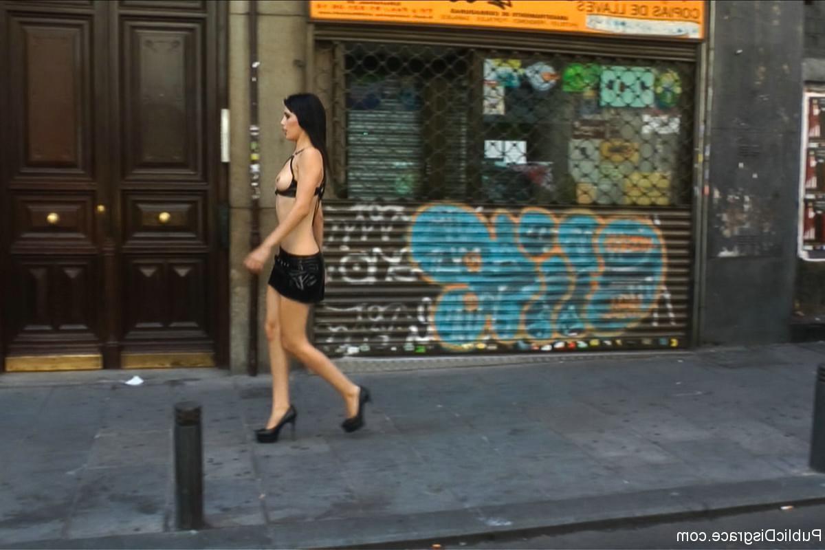 24P Babe gets tied and fucked in public in the streets of Madrid