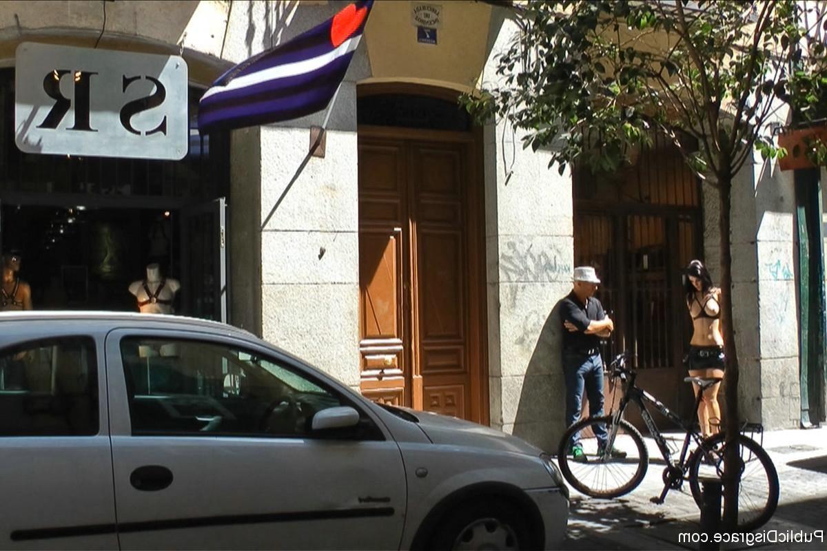24P Babe gets tied and fucked in public in the streets of Madrid
