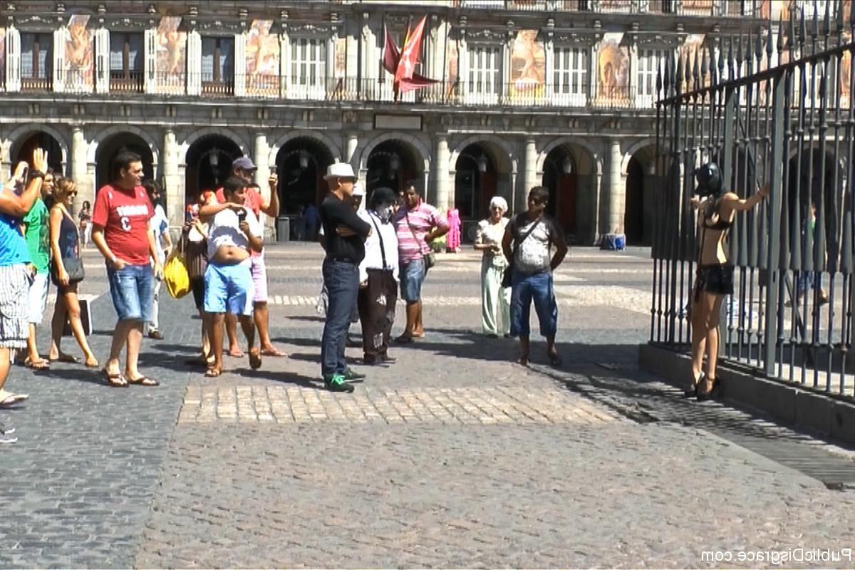24P Babe gets tied and fucked in public in the streets of Madrid