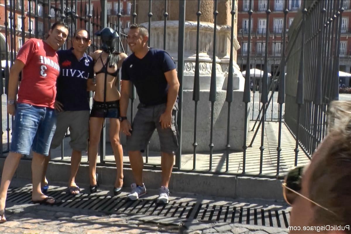 24P Babe gets tied and fucked in public in the streets of Madrid
