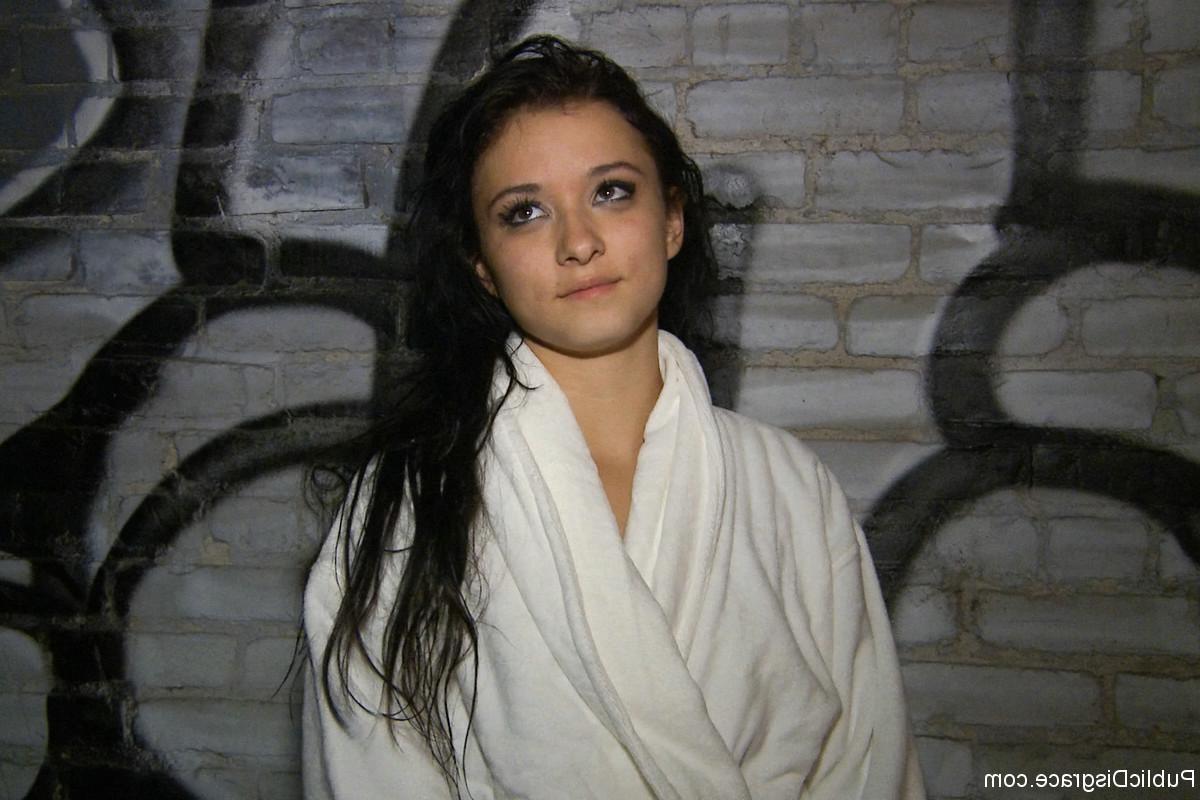 24P Young latina babe gets tied up and hard fucked in public