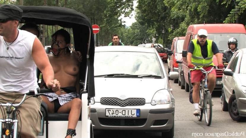 15P Dark haired chick bondaged and having sex on the street