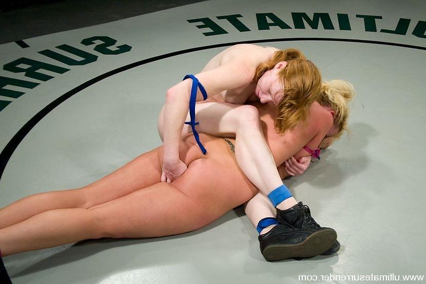 15P Tiny red head beats giant blond in full nude sex wrestling