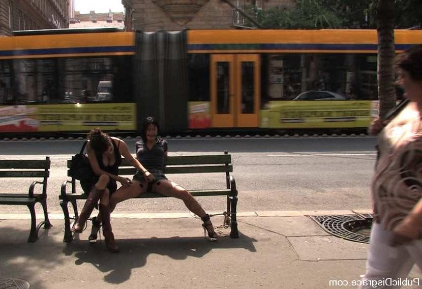 15P Hot brunette getting bondage and having sex on the street