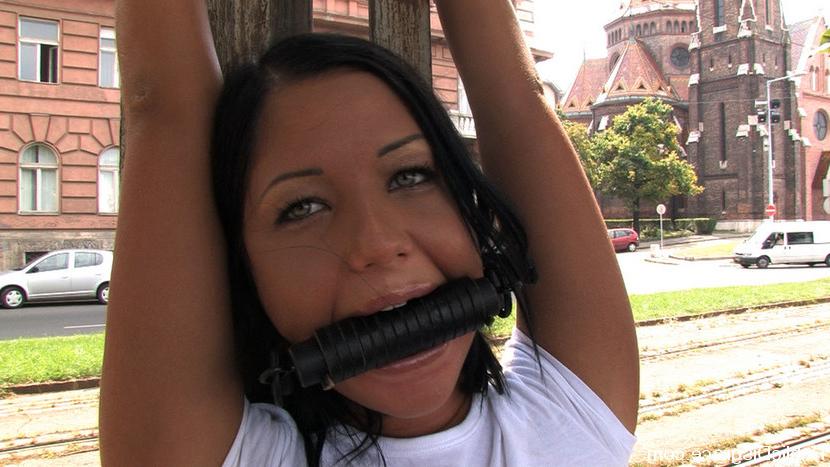 12P Scorching hot European babe gets tied up and fucked in public