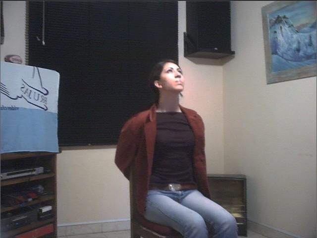 12P Young college girl tied down to a chair
