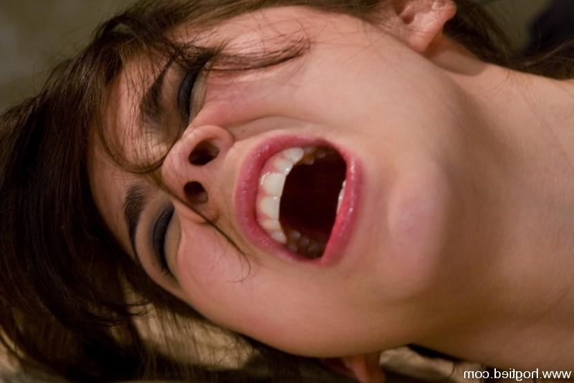15P Excited brunette bondaged and forced orgasm with device