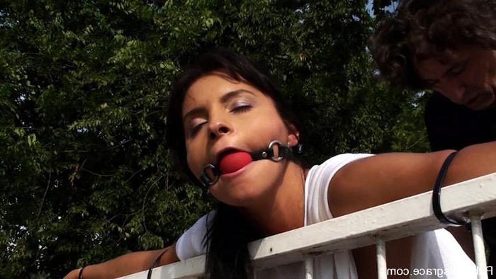 15P Lucy Belle forced to fuck and suck a big cock in public