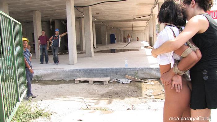 15P Lucy Belle forced to fuck and suck a big cock in public