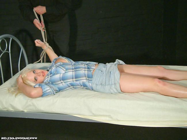 15P Bound blonde gets her tits and pussy clothespinned