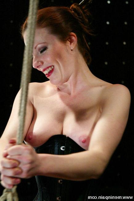 15P Male slave suspended and fucked by redhead femdom