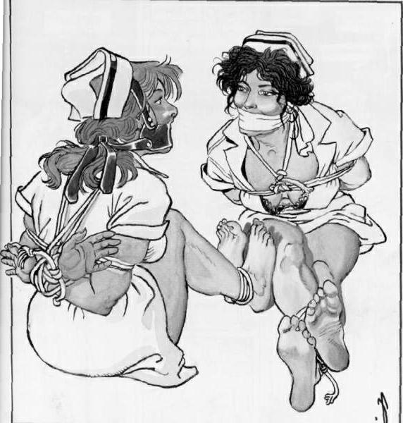 15P classic female foot fetish bondage art