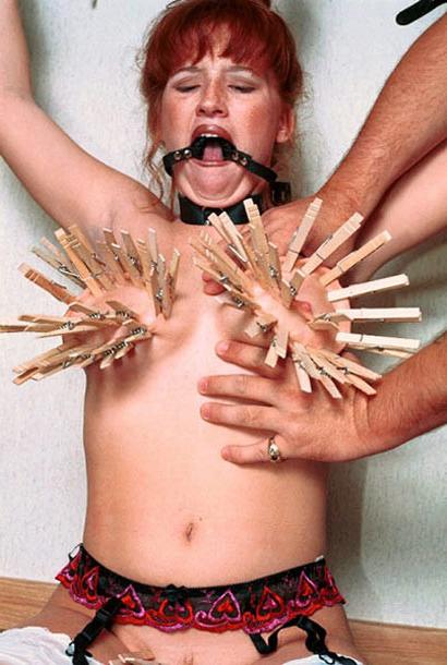 15P Redhead submissive bound and clothespinned