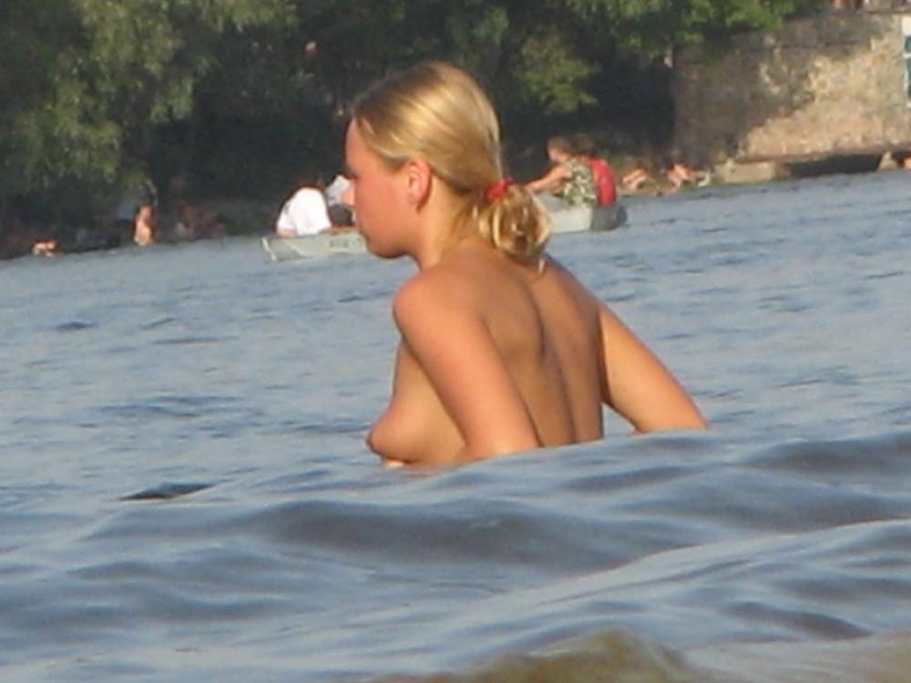15P Check out gorgeous blonde nudists having some fun