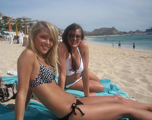 21P Hot Teens Layout Topless on Beach In Public For All To See
