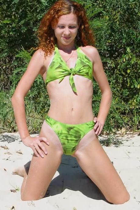 16P Mini Tit Redhead Strips Bikini Goes Naked on Sunny Beach