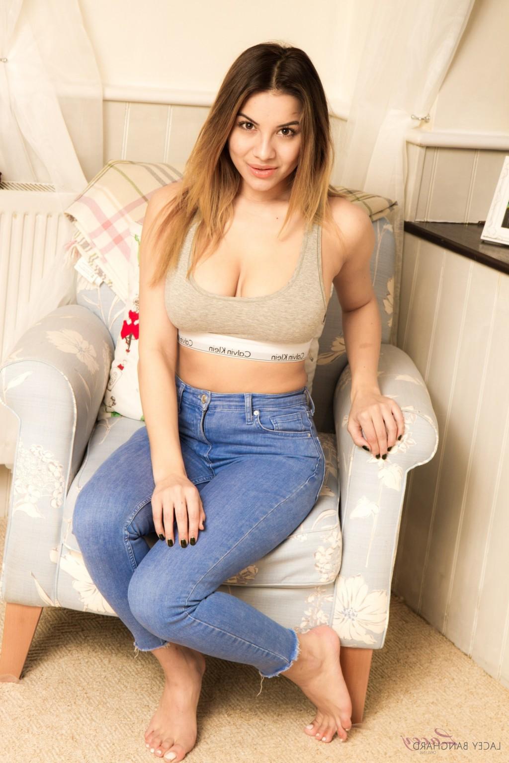 12P Beauty strips out of her jeans and grey underwear