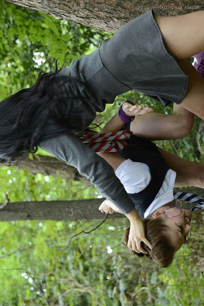 15P Two college hotties fighting in the wood and undressing