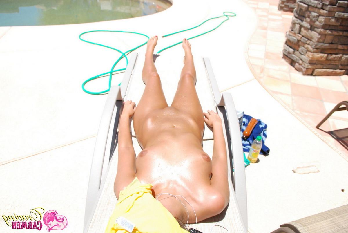16P Sexy teen girl nude sunbathing outdoors