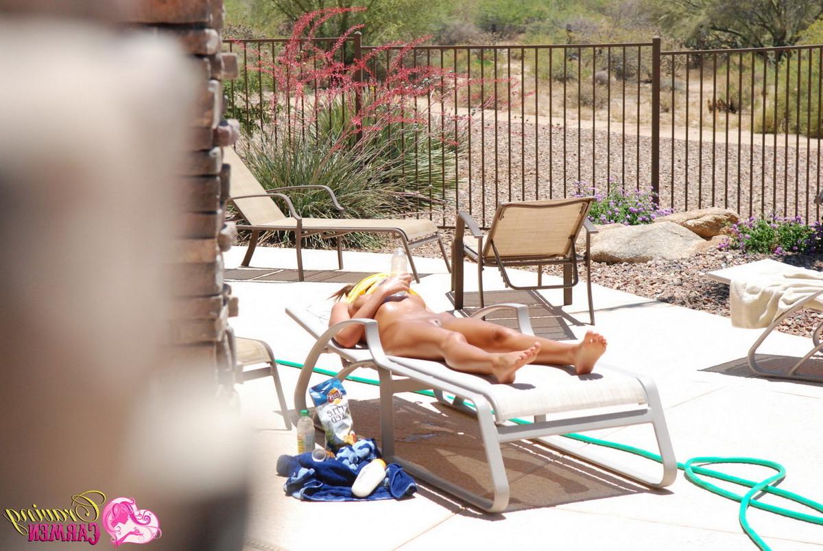 16P Sexy teen girl nude sunbathing outdoors