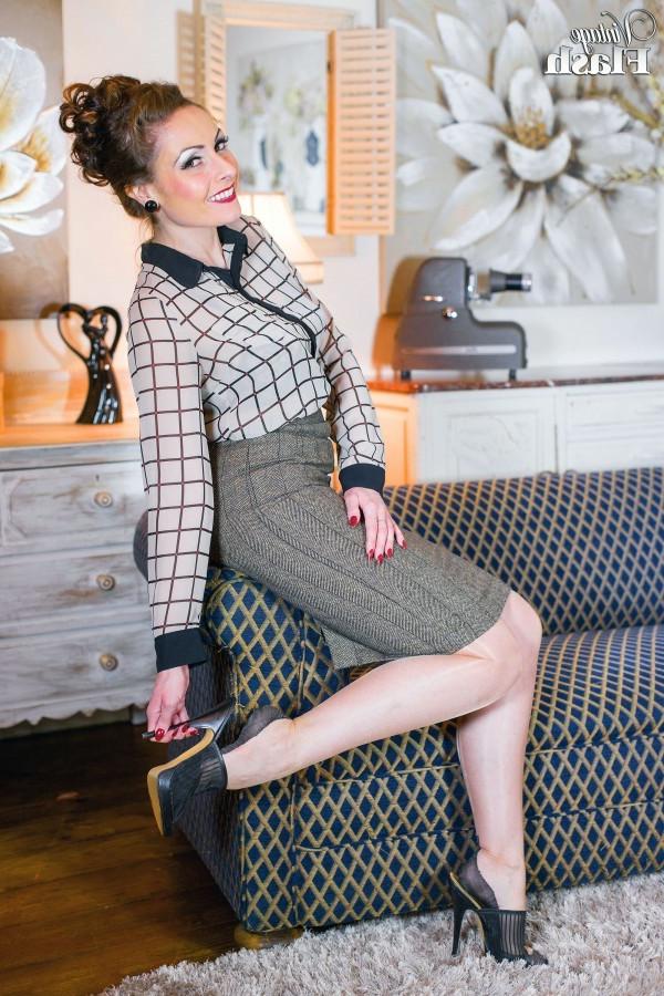 15P Sophia likes to get dressed in vintage lingerie smart skirt and blouse fully fas