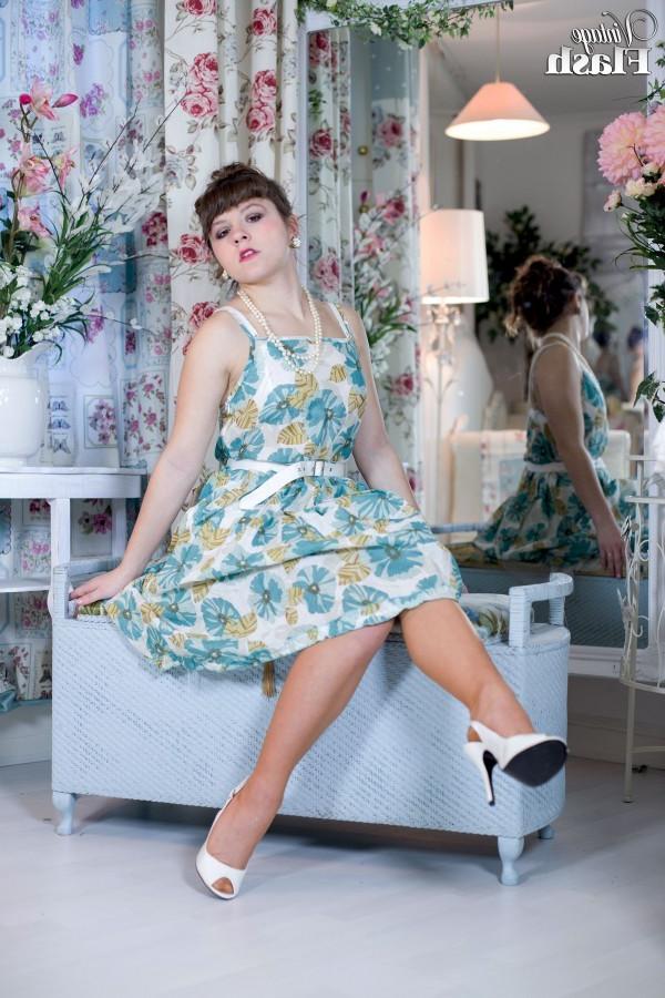 15P Petite Rosie Ann in her vintage sheer lingerie and stockings