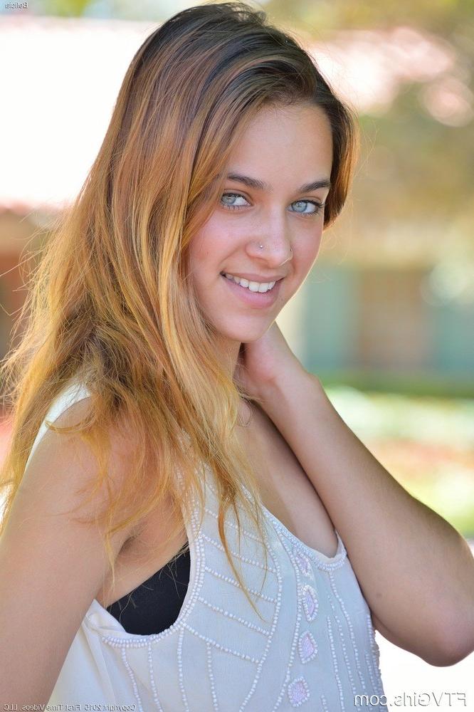15P Slender redhead teen undressing and toying outside