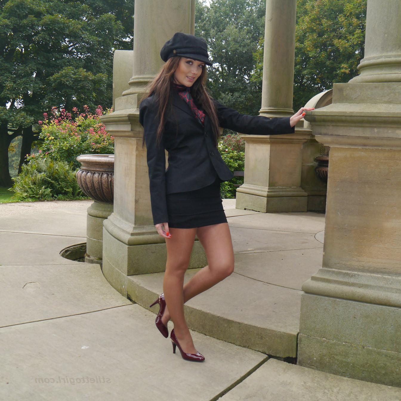 16P Stunning fetish babe shows off her amazing legs wearing a short skirt nylons and
