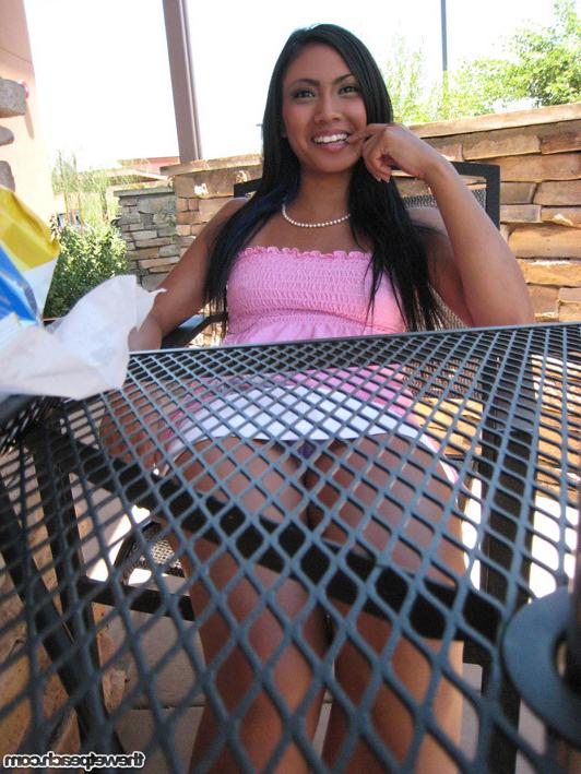 16P Candids of asian teen Alana flashing nude in public