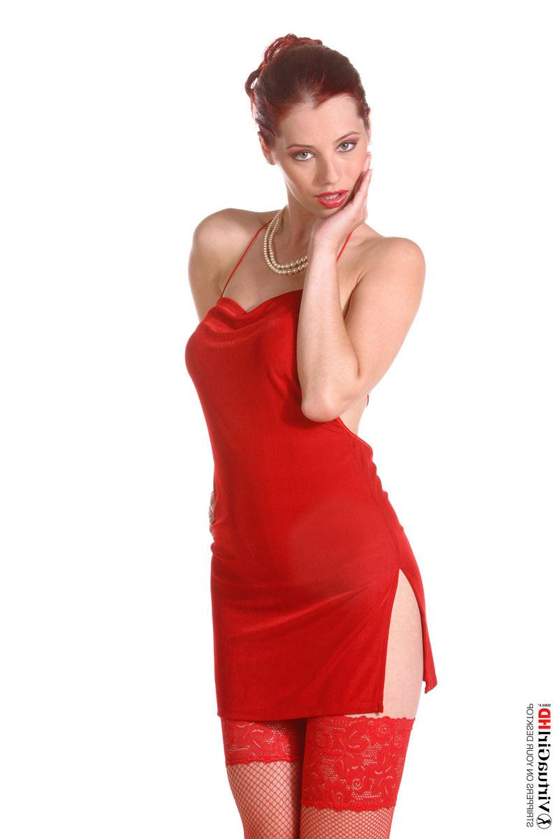 16P Sweet redhead girl in red Ariel gets naked  horny