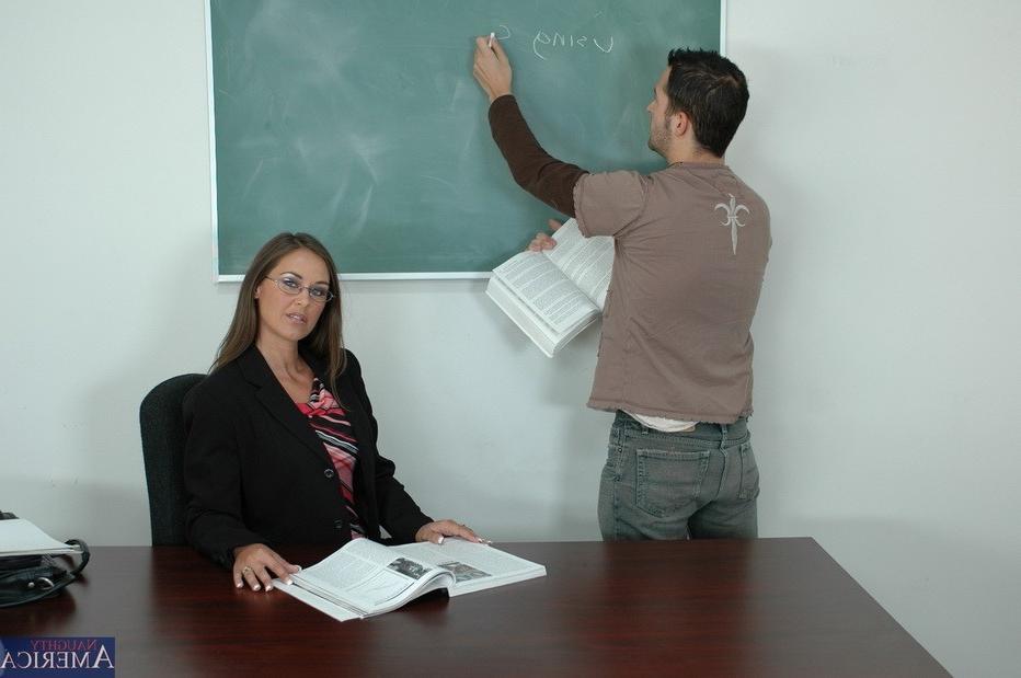 15P Horny milf teacher Simone Riley fucks on her table