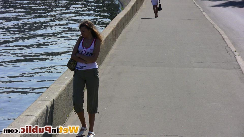 14P Chick wets herself enjoying a feeling of pee trickling down her legs