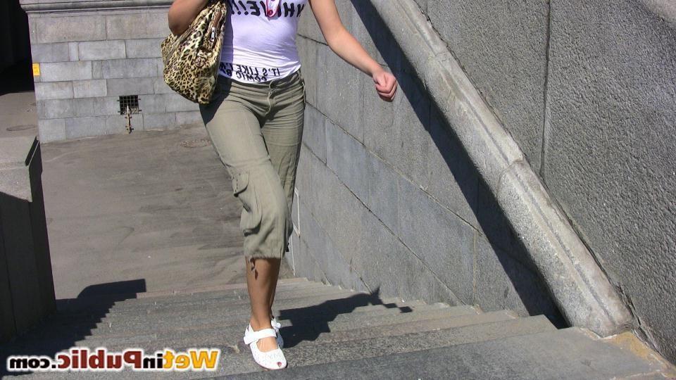 14P Chick wets herself enjoying a feeling of pee trickling down her legs