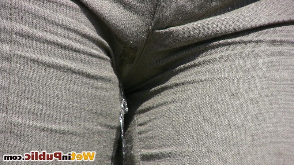 14P Chick wets herself enjoying a feeling of pee trickling down her legs