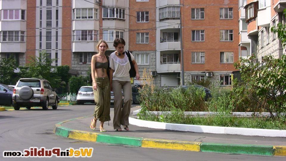 14P Two ladies wet their pants in another city and change on the street